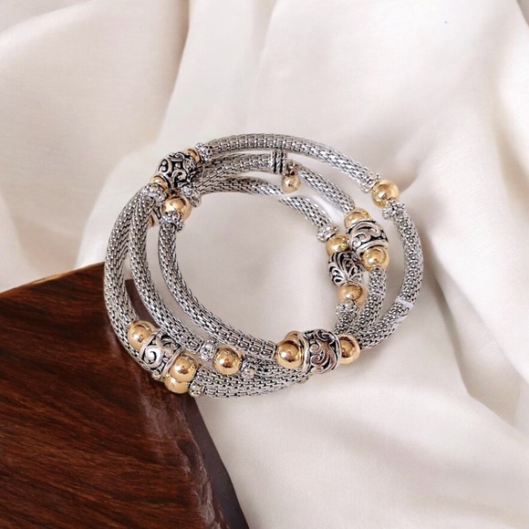 Spiral Bracelet in Silver & Gold - Picture 2 of 8